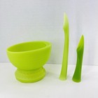 Olababy Green Silicone Baby Food Steam Bowl   Training Feeding Spoon Set Read