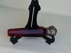 Antique Victorian Ruby Glass Lay Down Scent Perfume Bottle Hinged Cap Stopper
