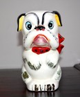 Vintage Japanese Porcelain Bulldog Coin Bank 8  Hand Painted Piggy Bank