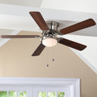 Hugger 52 In  Led Indoor Brushed Nickel Ceiling Fan With Light Kit