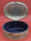 Vintage Silver Plate Ornate Jewelry Box Casket Style Red Velvet Lined 6 5  Long