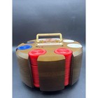 Vintage Rotating Poker Chip Caddy Carousel Bakelite Style With Cards Mid Century