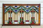 Handcrafted Stained Glass Window Panel Mission Style Panel  34 w X 20 h
