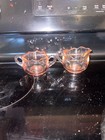 Vintage Pink Depression Glass Creamer And Sugar Bowl Set