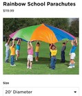 Lakeshore 20 Foot Parachute With Bag Preschool Rainbow Colors Very Sturdy