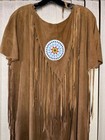 Vintage Native American Style Leather Dress  W  Medallion  Fringe And Beads Sz L