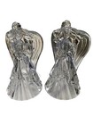 Vintage Lead Crystal Clear Angels Sculpted Glass Candle Holders  Christmas Pair 
