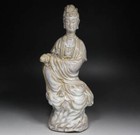 Hagi Ware Buddhism Guanyin Sculpture Figurine Handicraft Japan Antique  H14inch