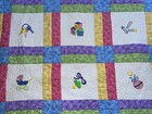 Handmade Baby Crib Quilt Machine Embroidered Micro Quilting 38 X 48