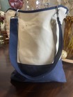Thirty One Canvas Crew Thermal Tote Navy Blue Colorblock Lunch Bag