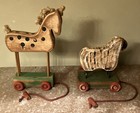 2 - Vintage Children s Pull Toys Solid Wood Made In The U s a 
