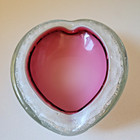 Alfredo Barbini Murano Heart Bowl Pink   Silver Art Glass Ashtray Mcm Italy