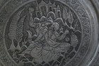 Vintage Kashmir Indo-persian  Copper Hand Etched 18  Wall Table Tray Khayyam