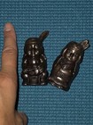 Vintage Metal Indian Chief Figural Salt   Pepper Shakers Set  Bronze  2pc