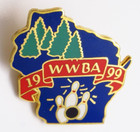 1999 Wwba Lapel Pin Wisconsin Women   s Bowling Association State Shape Trees Pins