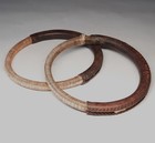 Pr  19thc  Ship Sail Mast Hoops Sailor Made Nautical Maritime Wood   Leather 