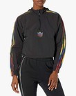 Adidas Rainbow Stripe Windbreaker Pullover Jacket Hooded Black