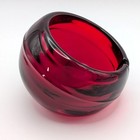 Vintage Mcm Viking Art Glass Heavy Ruby Red Atomic Sphere Orb Ashtray 4in 