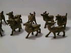 Solid Brass Miniature Animals Set Of 10 Place Card photo Holders Vintage 