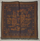 Vintage French 14x14 Dutch Folk Geese Tapestry     1990s Countryside Wall Hanging