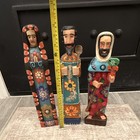Hand-painted Handmade Guatemalan Carved Wooden Folk Art Figurines Set Of 3