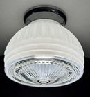 Vintage Unique 1940s-50 s Art Deco Nouveau Frosted Glass Ceiling Light Fixture
