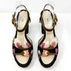 Prada Suede Floral Appliqu   Platform Sandals     Size 39