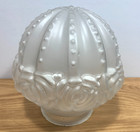 Antique Victorian Frosted Glass Acorn Lamp Light Shade 3  Fitter Rim Art Deco