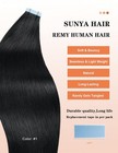Sunya Tape In Hair Extensions Human Hair Remy Jet Black 16 Inch