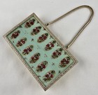 Vintage Wand Art Goldtone Minaudiere vanity Case French Blue Ground W  Crystals