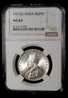 India 1917  c  One Rupee Ngc Ms63