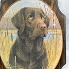 Vintage Beaded Sugar Glass Drawing Brown Lab Wall Art plaque picture