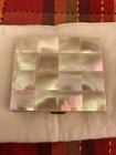 Vintage Marhill Mother Of Pearl Brass Makeup Compact With Original Holder - Nice