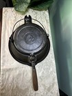 Antique Wapak High Grade Cast Iron Indian Head Waffle Iron High Base  Read