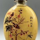 Chinese Old Beijing Glaze Inside Painting Beautiful Flower Bird Snuff Bottle Art