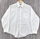 Vintage Sears Button Up Paper Thin White Perma Prest Shirt Men s 16 5 Large