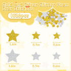 1026pcs Glitter Star Foam Stickers gold And Silver Foam Stars Shape Stickers Sel