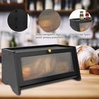 Countertop Bread Box Bamboo With Window  Large Black Bread Bin Air Vents Storage