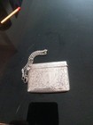 Antique Engraved Metal Match Safe Vesta Case W  Chain Flip-top Holder