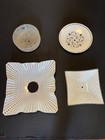 Lot Of 4 Vintage Square And Round Patterned Glass Ceiling Light Shade Covers