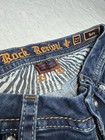 Rock Revival Womens Dark Denim Rhinestone Betty Jeans Size 27 True Size 32-34   