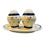 Boleslawiec Polish Pottery Salt And Pepper Shakers With Tray