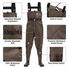 Fishingsir 2-ply Chest Waders Bootfoot Waterproof Nylon Pvc Brown