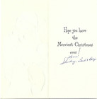Vtg Christmas Greeting Card 3 25x6 75 Santa Claus Blue Eyes Glasses Gold Edge