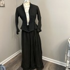 Antique 1800 s Early 1900 s Plaid   Skirt Set Primitive Prairie Mesh Lace Blouse