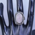 Size 7  Vintage Sterling 925 Silver Handmade Ring W  Mother Of Pearl Marcasite