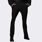Mens Black Adjustable Tuxedo Pants  Polyester Side Stripe