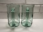 Vintage Lot Of 2 Coca-cola Coke Glasses With Handles Green  Heavy