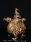 9 4   Chinese Ancient Bronze Fengshui Bird Beast Incense Burner Censer