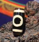 Energy Tibetan Old Agate Light Ivory Color Heaven earth Harmonious Dzi Bead Ajks